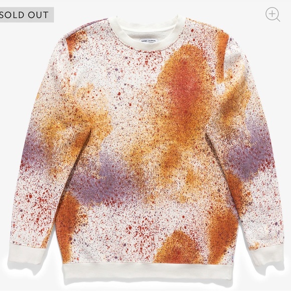 Banks Journal Spray Fleece – Off White Splatter Paint Organic Cotton Size Small - Picture 2 of 10